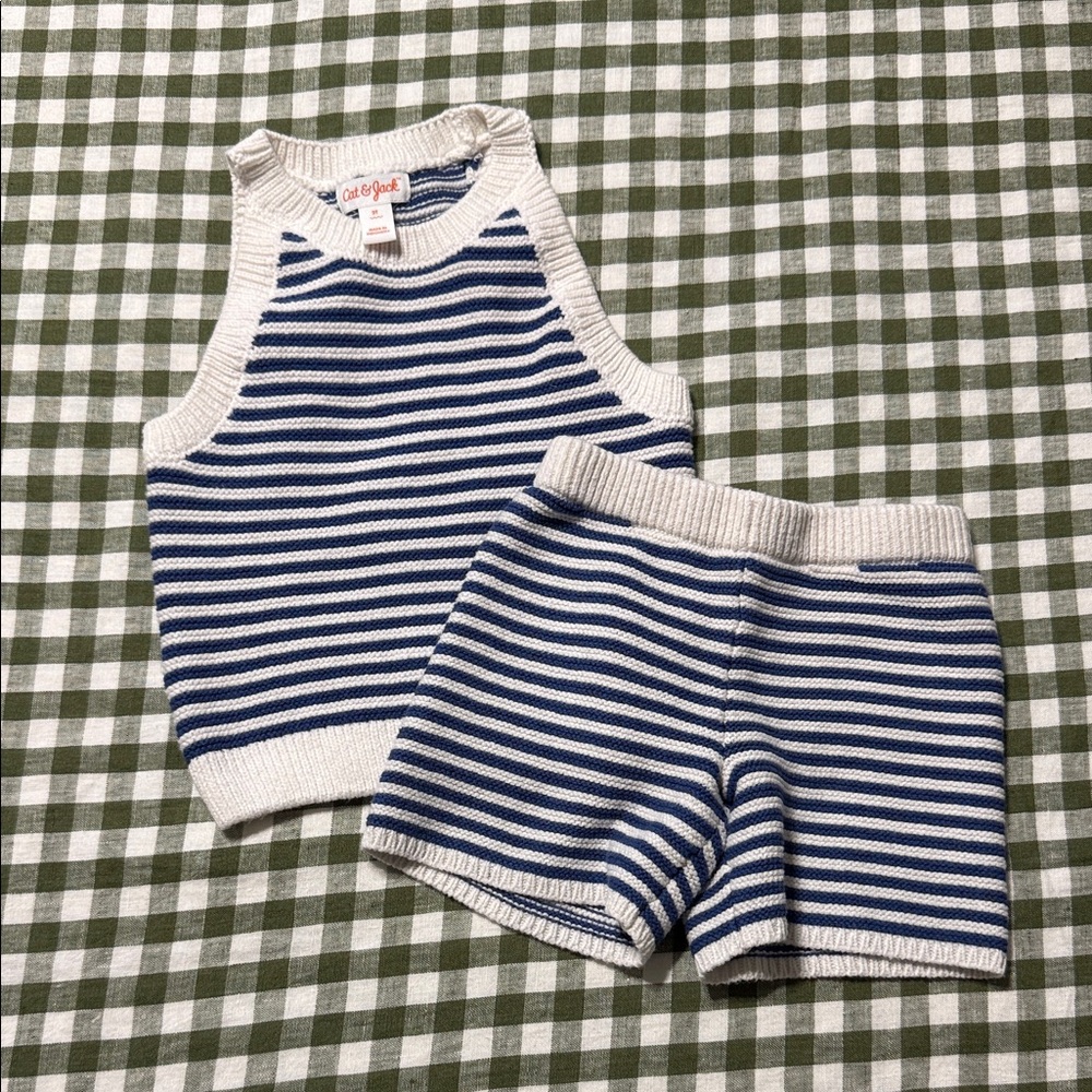 Cat & Jack Navy and White Striped Knit Outfit